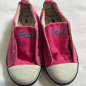 Polo Ralph Lauren Girls Fuchsia Bright Pink Tennis Shoes Sneakers Size 10 - READ